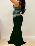 Momnfancy Rhinestone Tulle One Sleeve Bodycon Party Plus Size Maternity Maxi Dress
