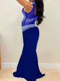 Momnfancy Rhinestone Tulle One Sleeve Bodycon Party Plus Size Maternity Maxi Dress