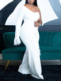 Momnfancy Off Shoulder Backless Irregular Feather Splicing Sashes Bodycon Evening Elegant Babyshower Plus Maternity Jumpsuit