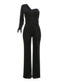 Momnfancy Off Shoulder Backless Irregular Feather Splicing Sashes Bodycon Evening Elegant Babyshower Plus Maternity Jumpsuit