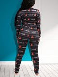 Momnfancy Letter Print Single Breasted Romper Onesie Maternity Pajama Long Jumpsuit
