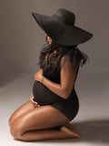 Momnfancy Black Patchwork Grenadine Pleated Photoshoot Photography Pregnancy Maternity Swimwear