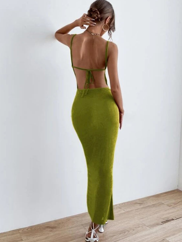 Momnfancy Light Green Spaghetti Strap Off Shoulder Mermaid Bodycon  Photoshoot Maternity Maxi Dress