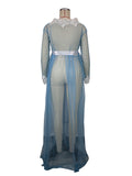 Momnfancy Lace Grenadine V-neck Split Front Robe Photography Props Maternity Photoshoot Maxi Dress