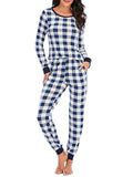 Momnfancy Buffalo Plaid Round Neck Long Sleeve Maternity Long Pajama Set