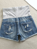 Momnfancy Pockets Buttons Ripped Destroyed Maternity Short Jeans