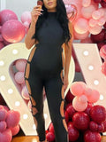 Momnfancy Black Bodycon Cutout Bare Waist Party Photoshoot Maternity Maxi Jumpsuit