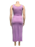 Momnfancy Purple 2-in-1 Belt Plus Size Two Piece Set Bodycon Baby Shower Maternity Midi Dress