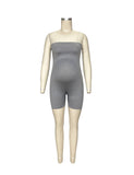 Momnfancy Grey Bandeau Sleeveless Short Maternity Bodycon Romper Jumpsuit