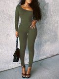 Momnfancy Green One Sleeve Solid Color Fashion Party Maternity Bodycon Romper Jumpsuit