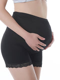 Momnfancy Solid Lace Abdomen Supportive High Rise Stretch Short Legging